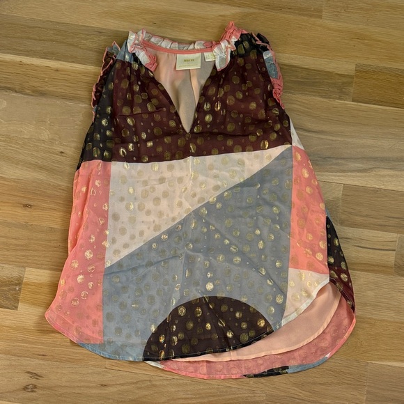 Maeve by Anthropologie Fantasia Metallic Clip Dot Blouse - Picture 2 of 6